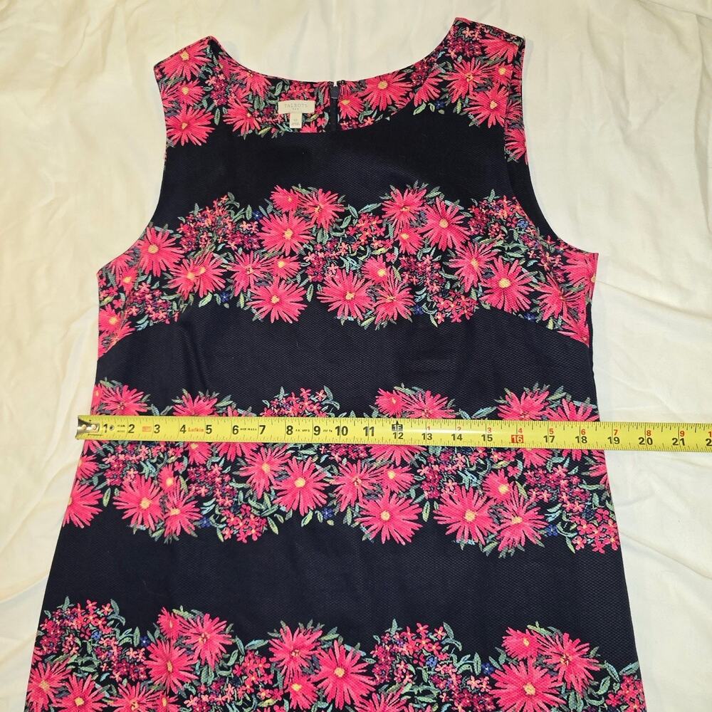 Talbots Navy/Pink Floral Sleeveless Sheath Dress woven cotton spandex sz 12 EUC - Picture 7 of 7